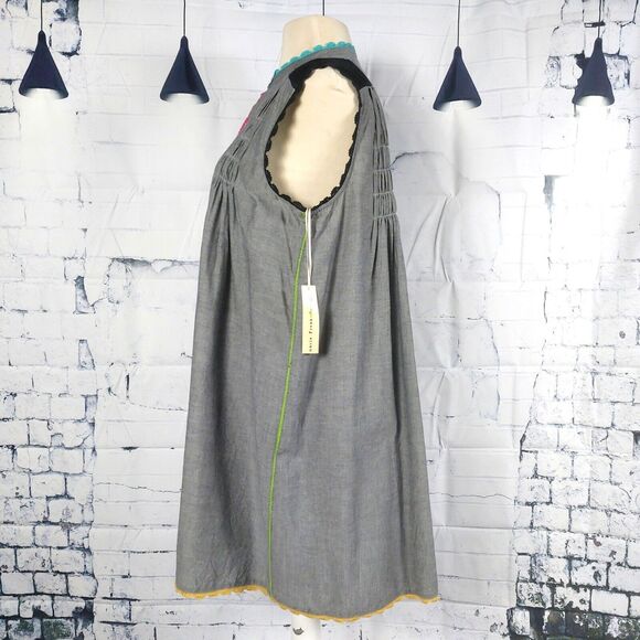 Anthropologie Gray Dress with Pink and Yellow Accents - Picture 2 of 12